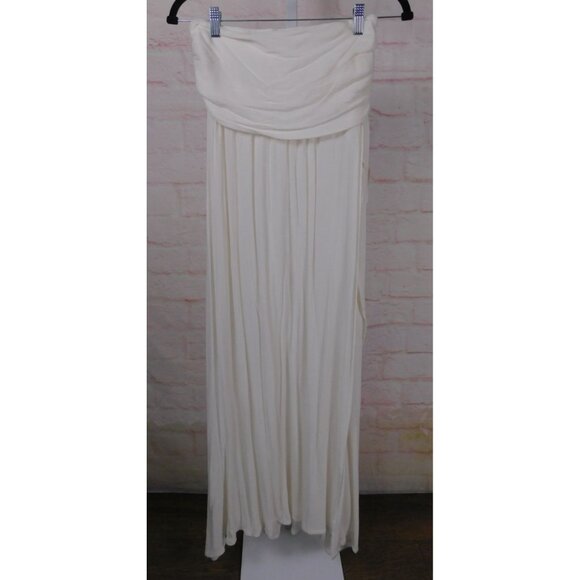 Happily Grey White Pleated Maxi Skirt S NWT Elegant Lightweight Flowy - Picture 1 of 10